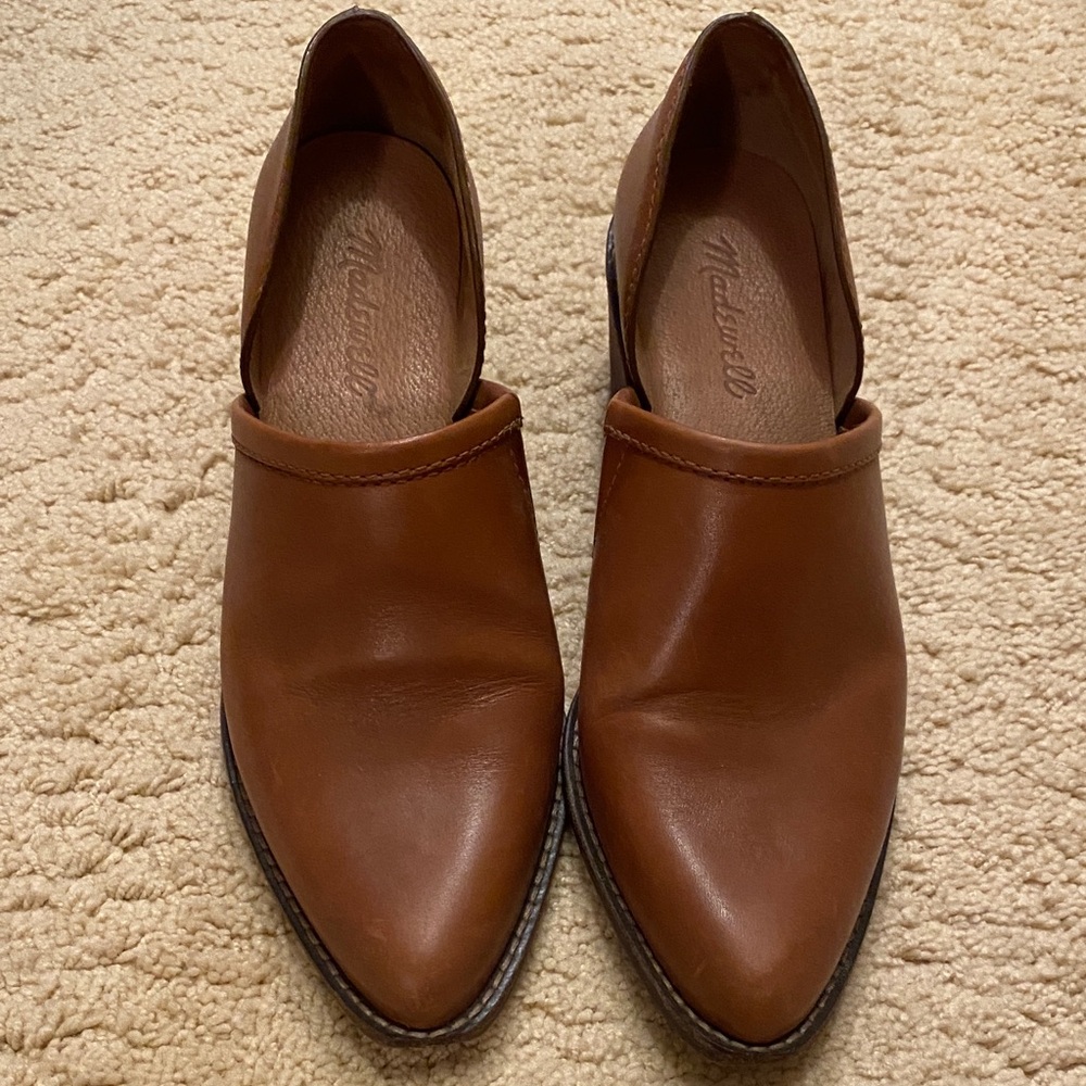 Madewell brown leather slip on shoes